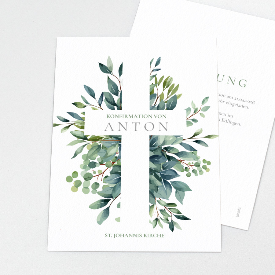 Green Cross Einladungskarte Konfirmation