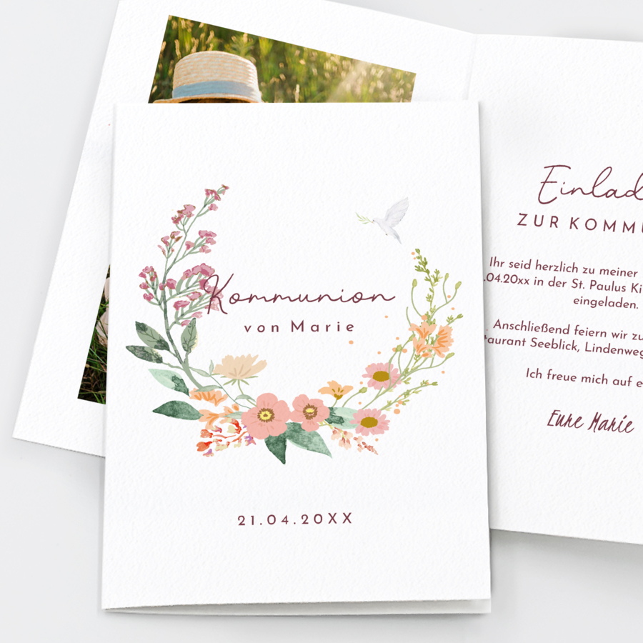 Kornblumen Einladungskarte Kommunion