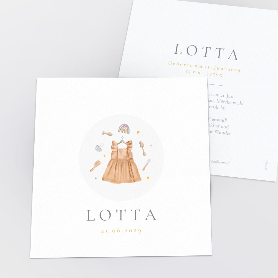 Scandi Baby  Geburtskarte Mädchen