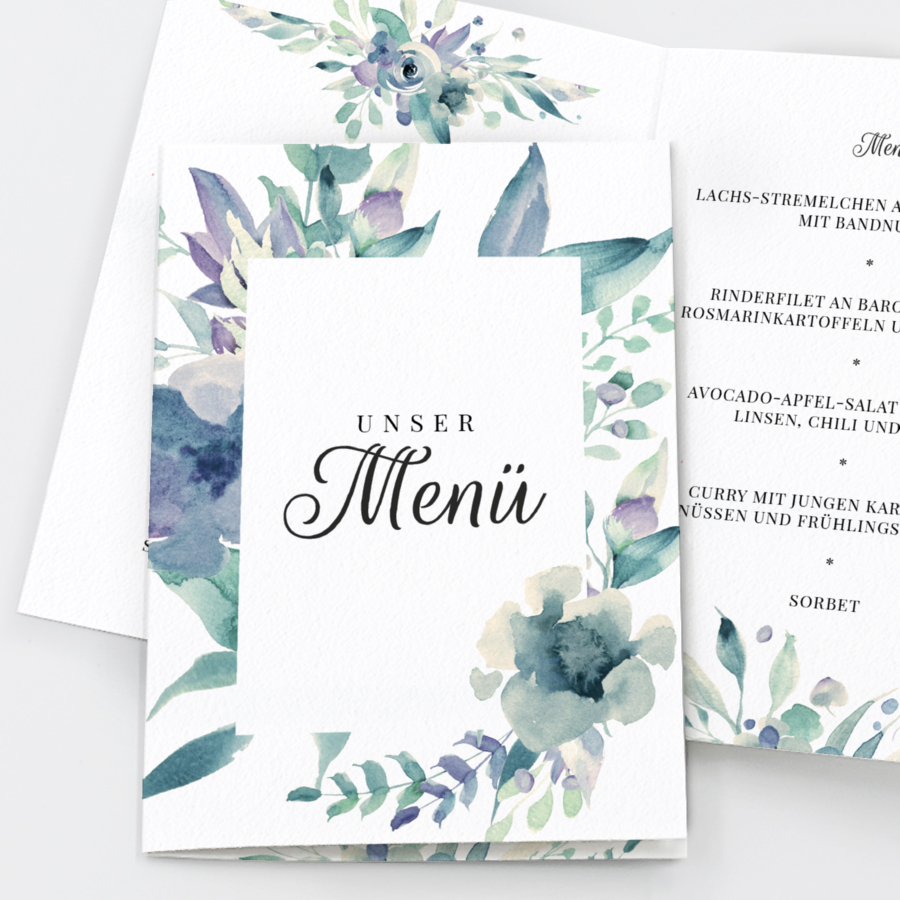 Blueberry Menükarte Hochzeit