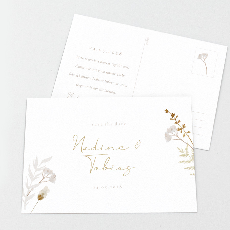 Dried Flowers Save the Date Karte