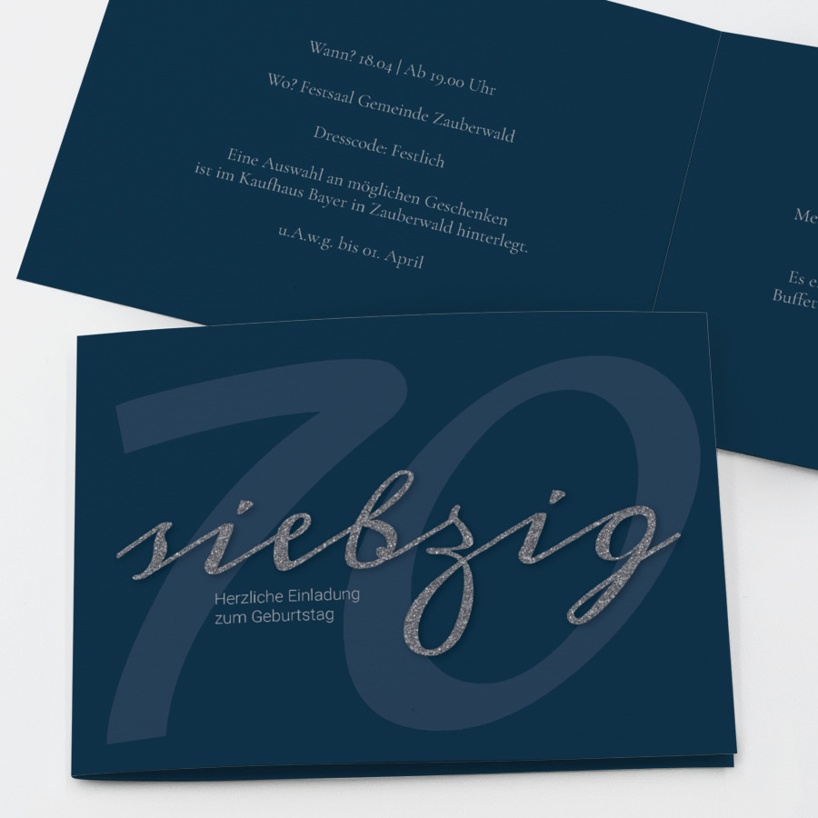 Elegante 70 Einladungskarte 70. Geburtstag