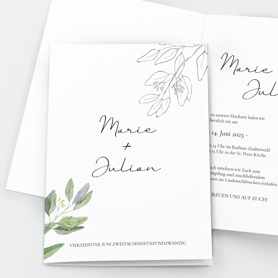 Eucalyptus Einladungskarte Goldene Hochzeit