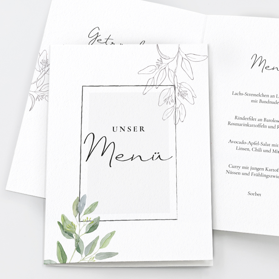 Eucalyptus Menükarte Hochzeit