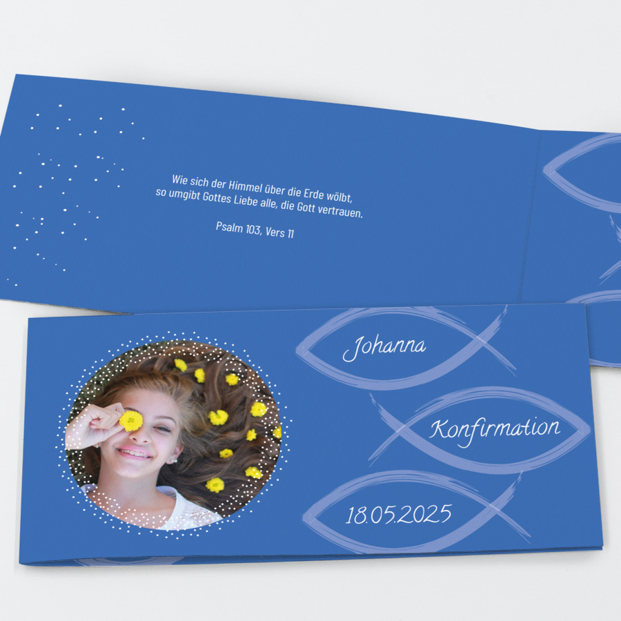 Fischschwarm Einladungskarte Konfirmation