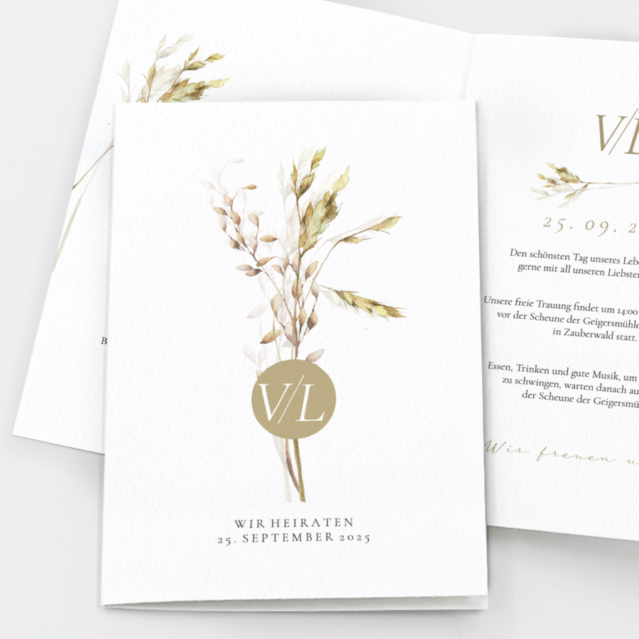 Herbstglück Einladungskarte Goldene Hochzeit