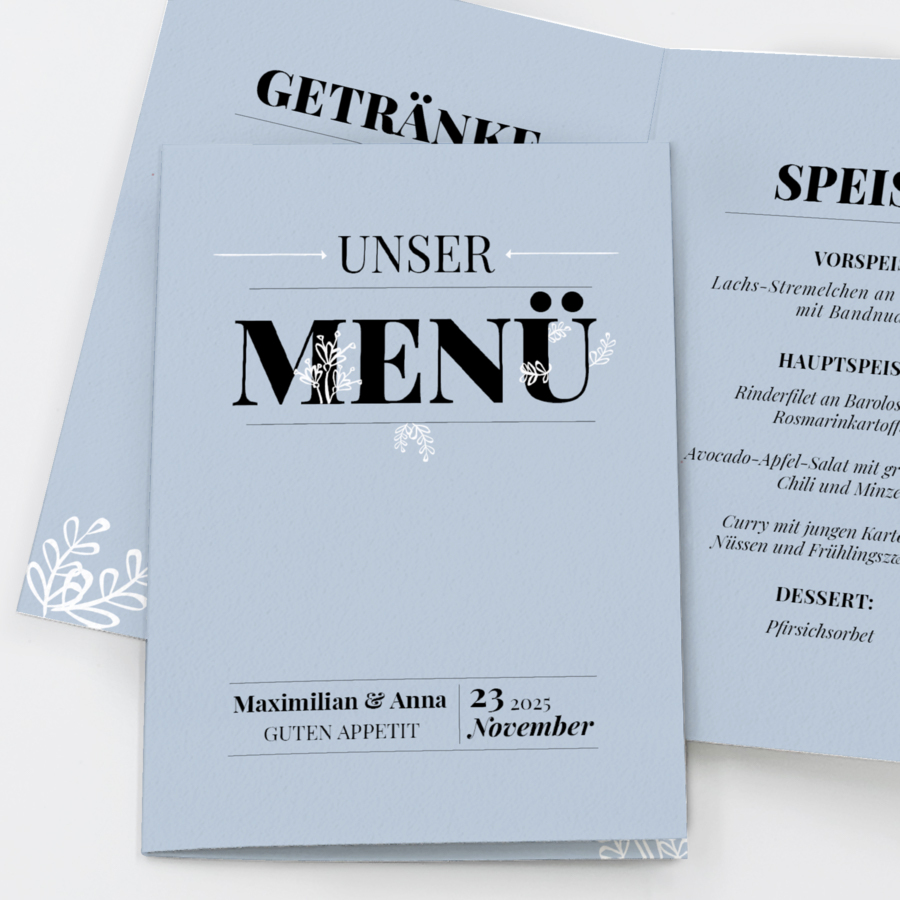 Ich und Du Menükarte Hochzeit