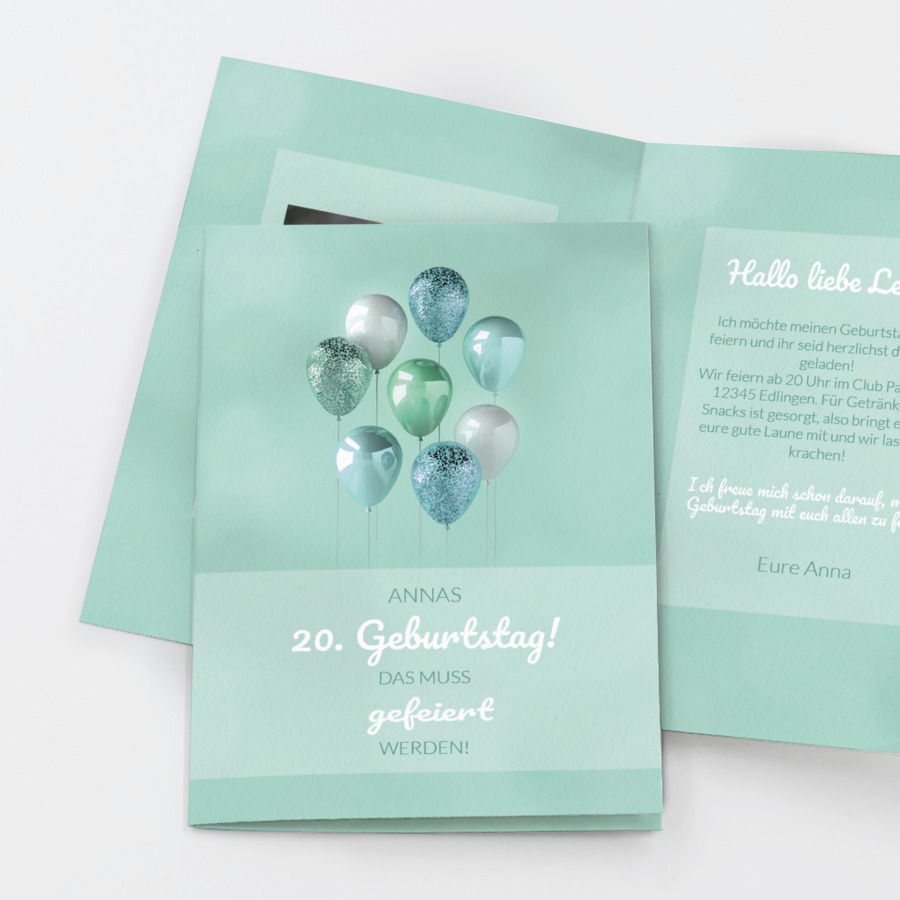 Luftballons Einladungskarte 18. Geburtstag
