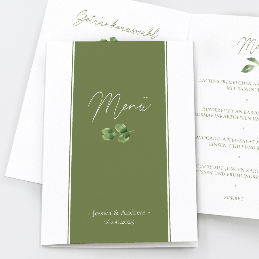 Natural Love Menükarte Hochzeit