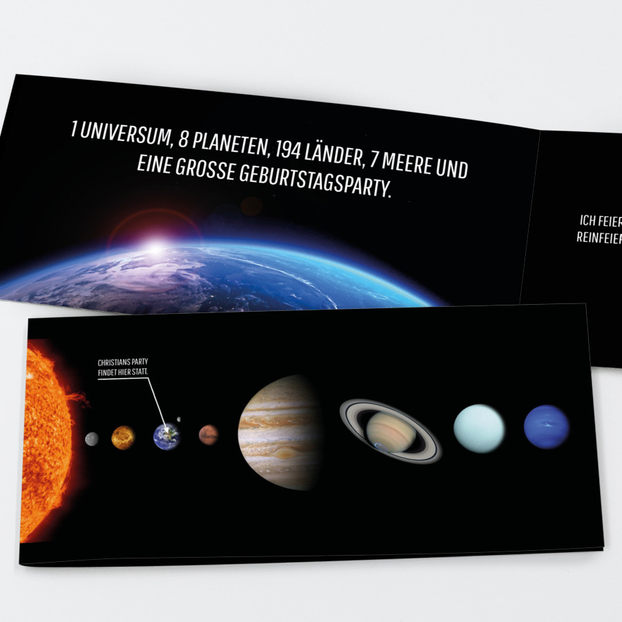Planeten Einladungskarte 50. Geburtstag
