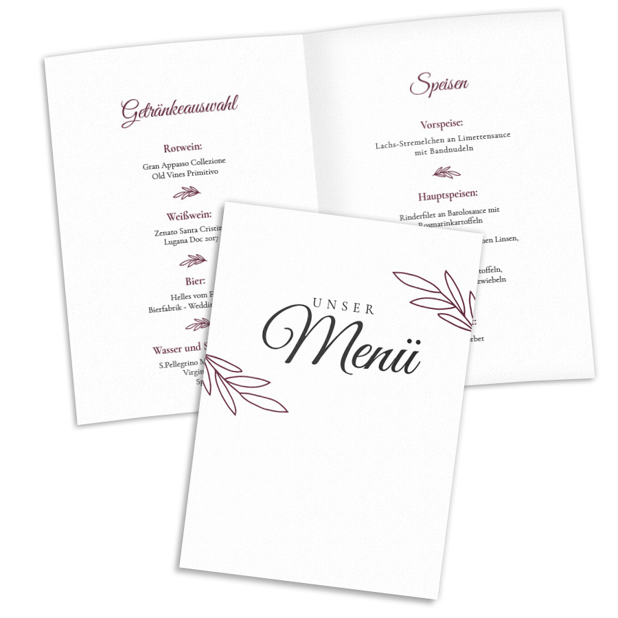 Menukarten Hochzeit Bequem Online Selbst Gestalten
