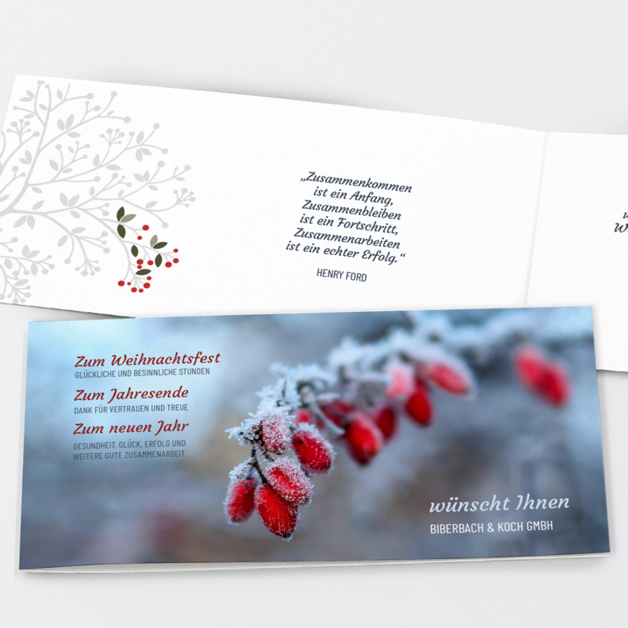 Rote Beeren Geschäftliche Weihnachtskarte