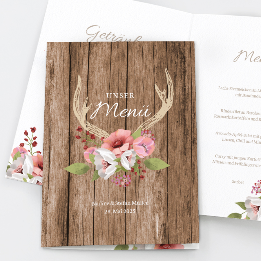 Rustic Love Menükarte Hochzeit