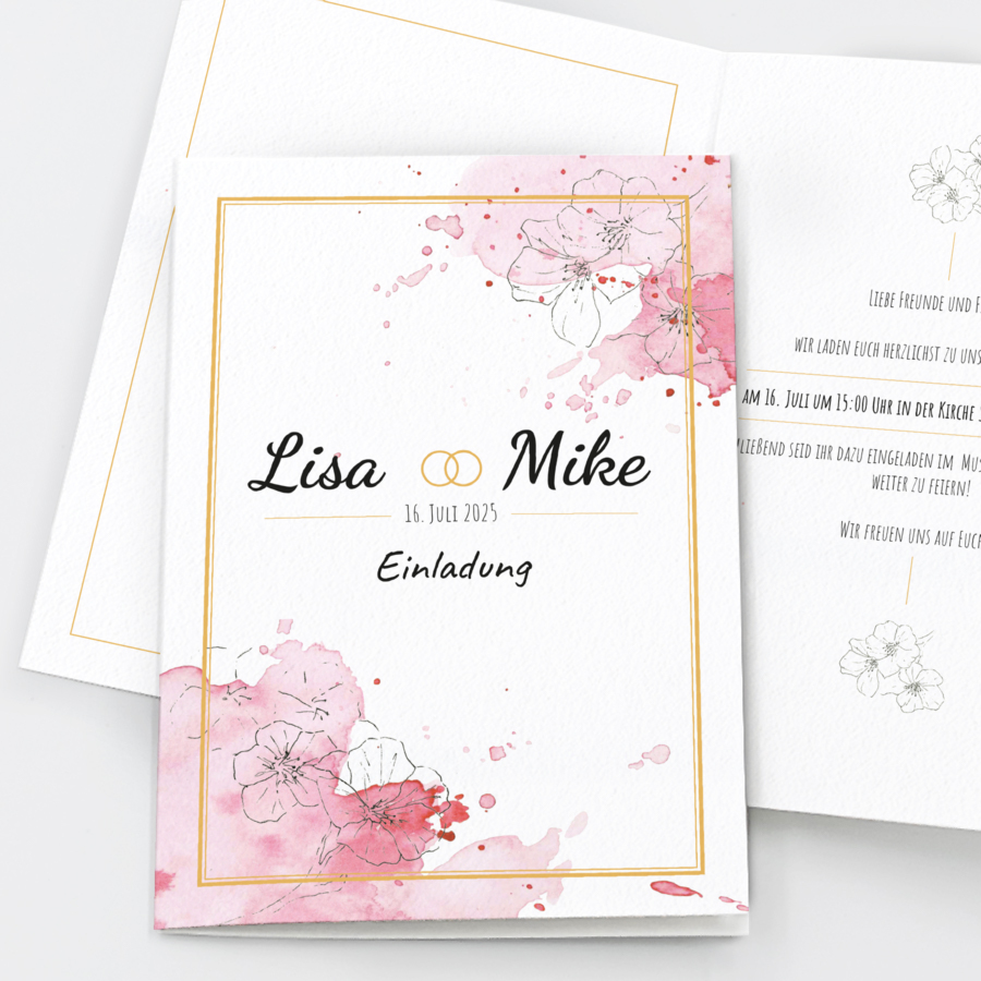 Sakura Einladungskarte Goldene Hochzeit