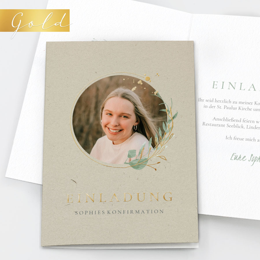 Green Garden Einladungskarte Konfirmation