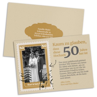 Einladungskarten Zur Goldenen Hochzeit Edel Zeitlos Printkiss