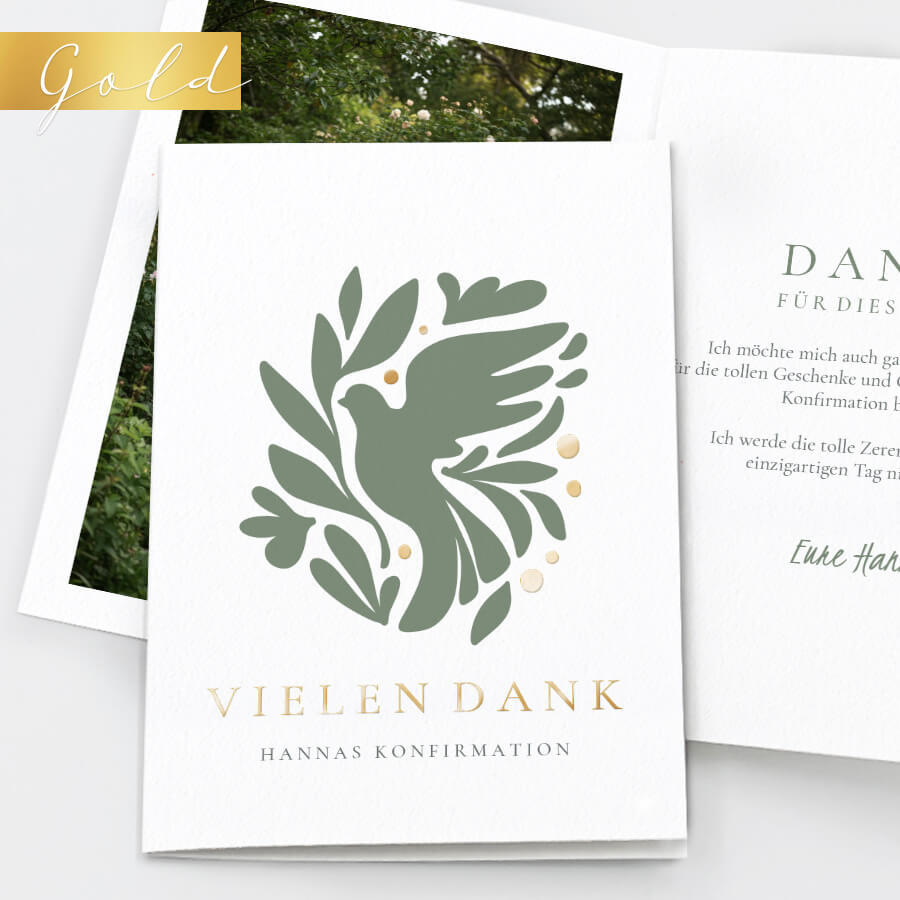 Modern Dove Danksagung Konfirmation