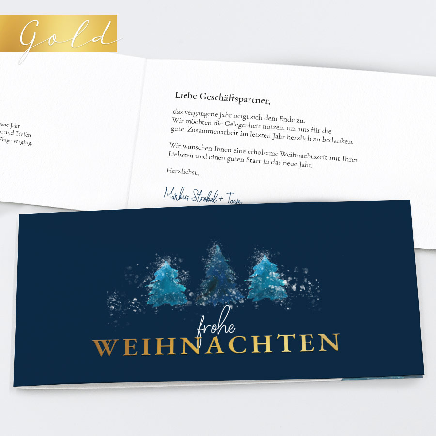 Aquarellbäumchen Geschäftliche Weihnachtskarte