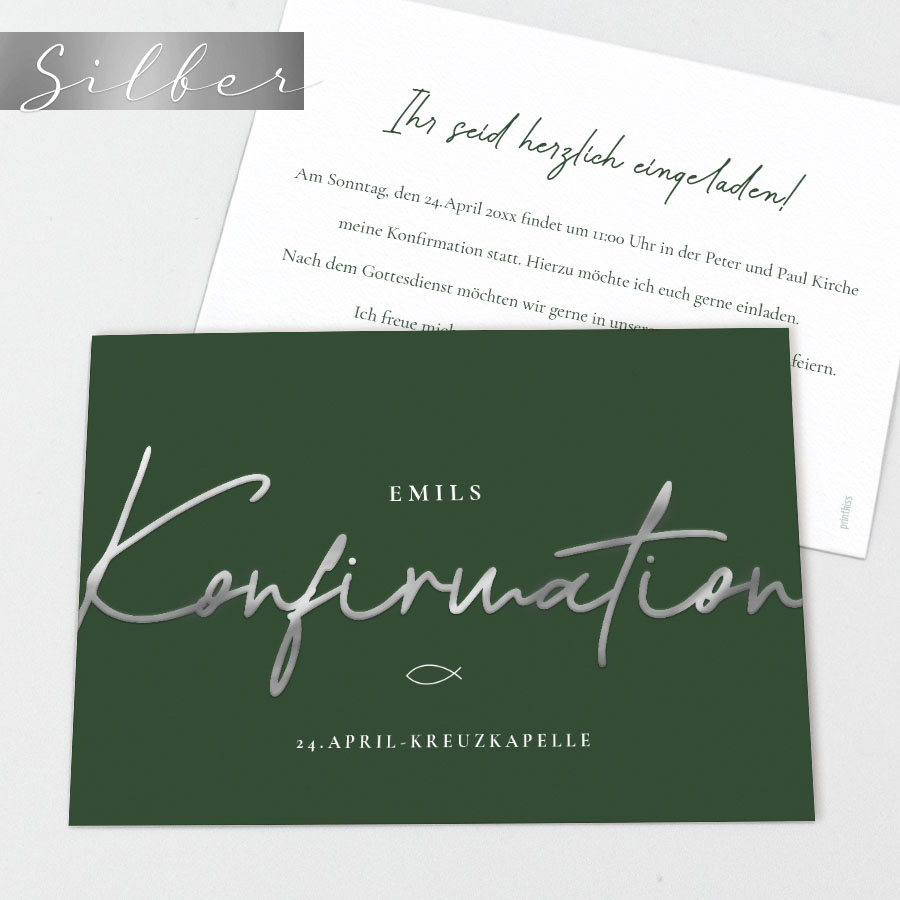 Eleganter Schriftzug Einladungskarte Konfirmation