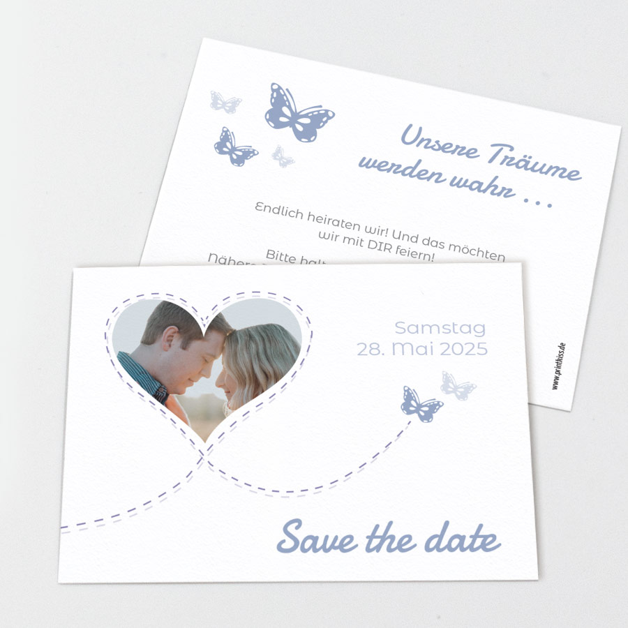Schmetterlinge im Bauch Save the Date Karte