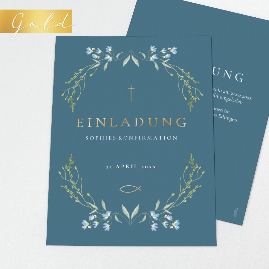 Spring Flowers Einladungskarte Konfirmation