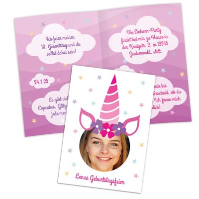 Einhorn Einladungskarte 18. Geburtstag