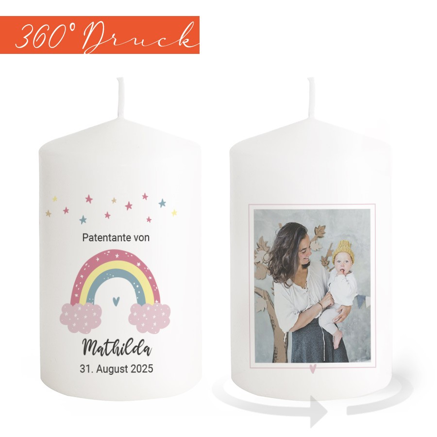 Regenbogenzauber Patenkerze