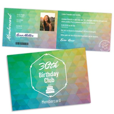 Membercard Einladungskarte 18. Geburtstag