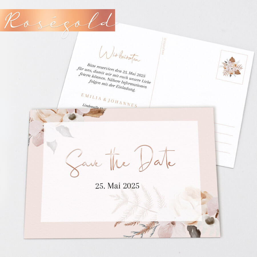 Bohemian Lovestory Save the Date Karte