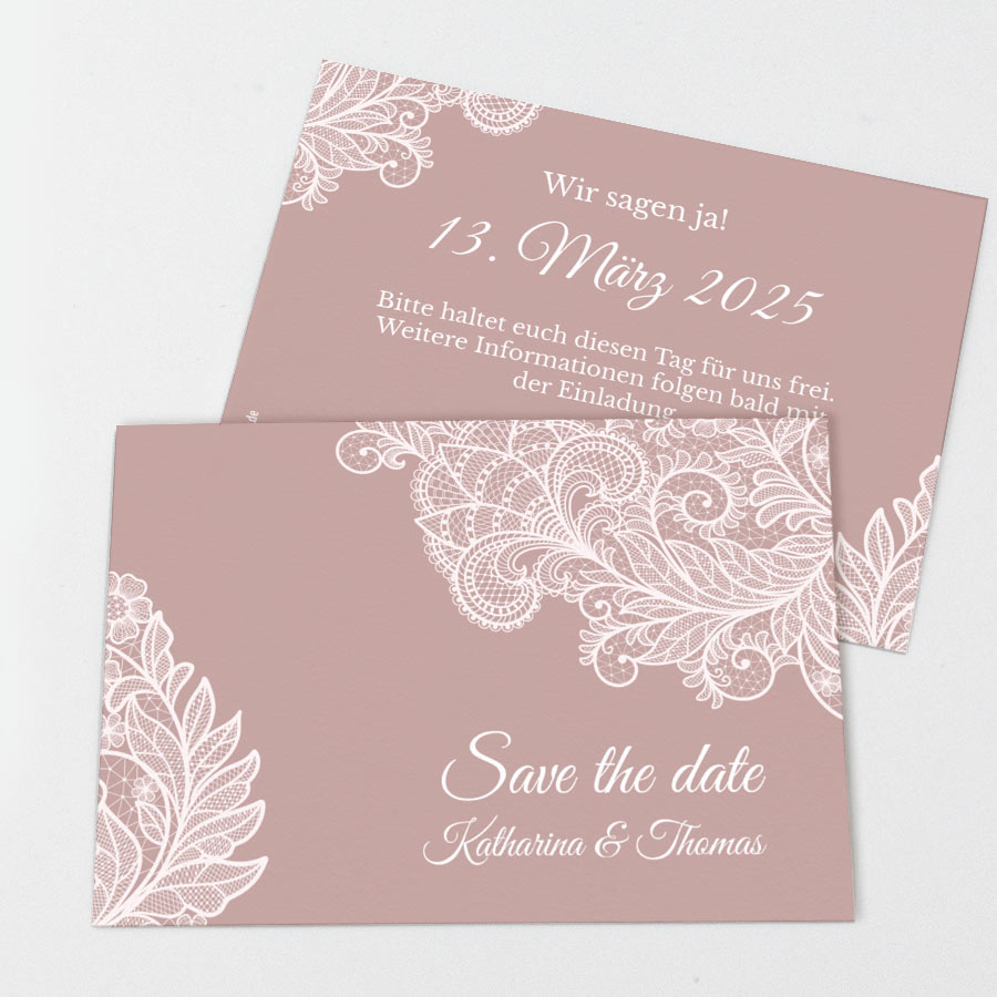 Florale Spitze Save the Date Karte