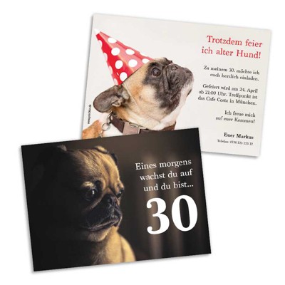 Alter Hund Einladungskarte 30. Geburtstag