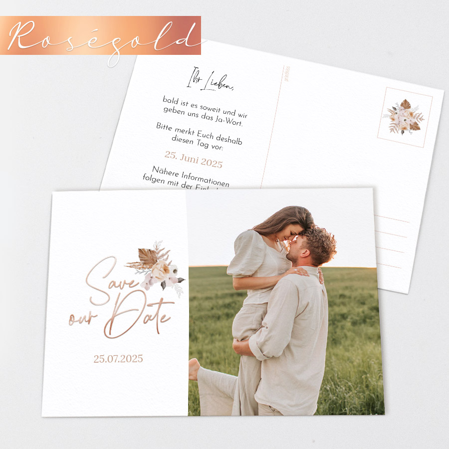 Bohemian Flowers Save the Date Karte
