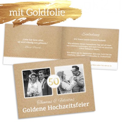 Fünfzig Jahre Feier Einladungskarte Goldene Hochzeit