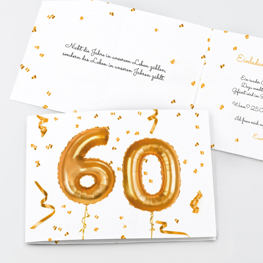 Goldene Sechzig Einladungskarte 60. Geburtstag