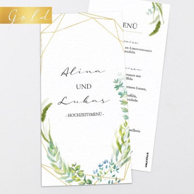 Golden Frame Menükarte Hochzeit