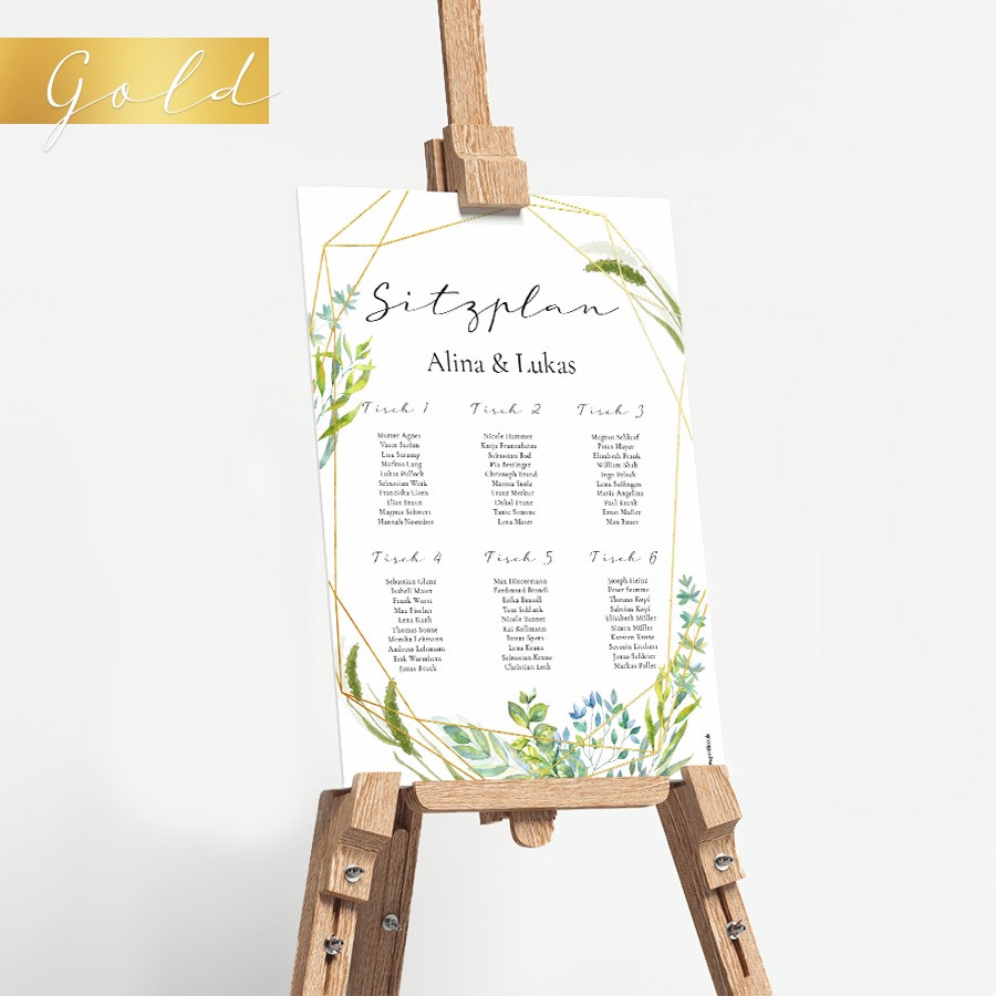 Golden Frame Sitzplan Hochzeit