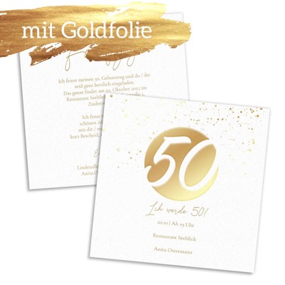 Golden Points Einladungskarte 50. Geburtstag