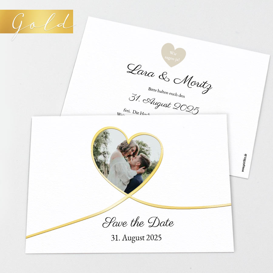 Goldherz Save the Date Karte