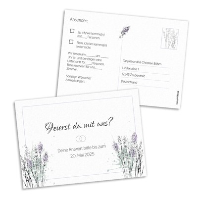Lavendel Antwortkarte Hochzeit
