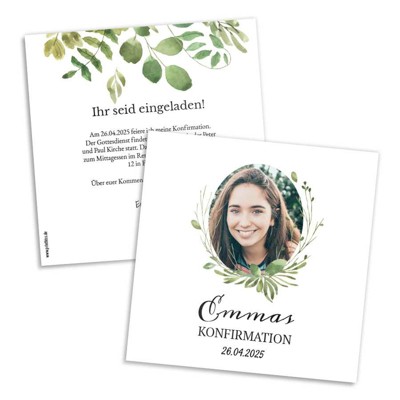 Leafy Einladungskarte Konfirmation