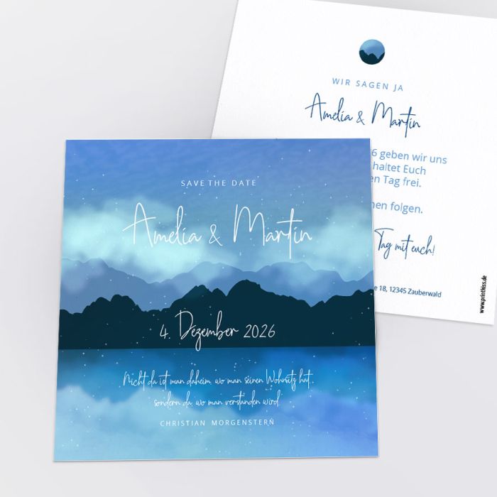 Blaue Stunde Save The Date Karte Printkiss