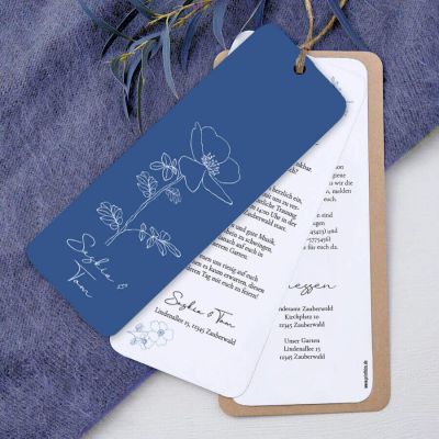 Ribbon Blue Hochzeitseinladung