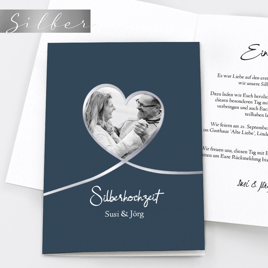 Einladungskarten zur Silberhochzeit gestalten und drucken | PRINTKISS