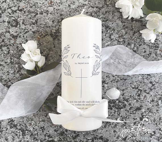 Taufkerze Zartes Kreuz Taufkerze - Zartes Kreuz