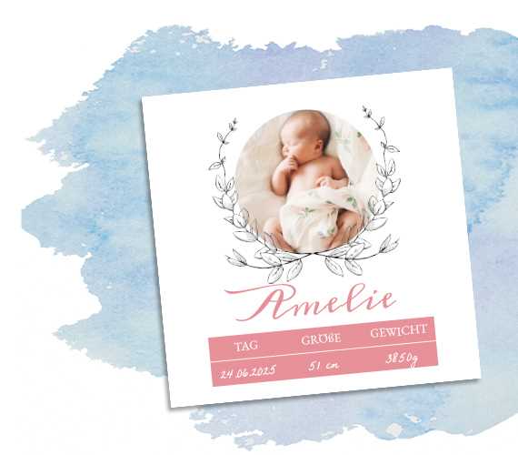 Babykarte für Mädchen Babykarte Mädchen