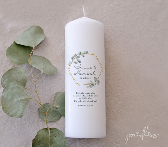 Hochzeitskerze - Eucalyptusrahmen Hochzeitskerze - Eucalyptusrahmen